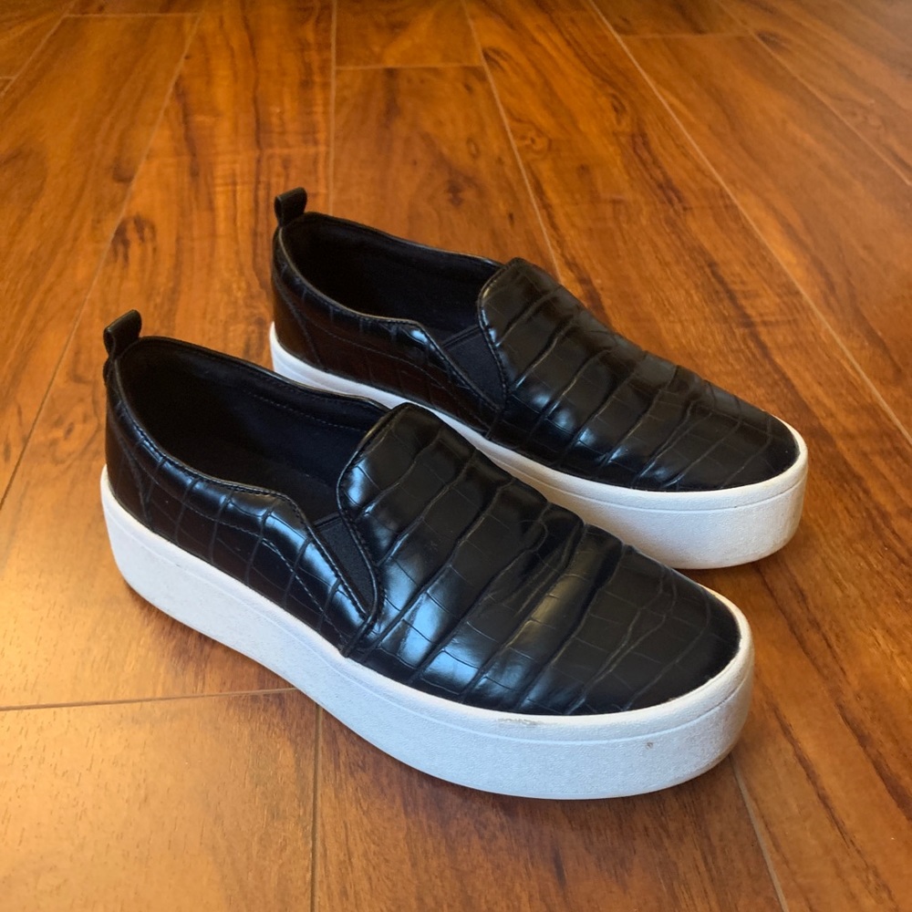 Aldo black slip on platform sneakers